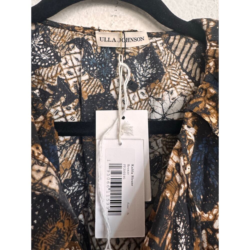 NWT Ulla Johnson Kalila Bronze Ruffle Peplum Cotton Blouse Size 6 - Picture 8 of 10